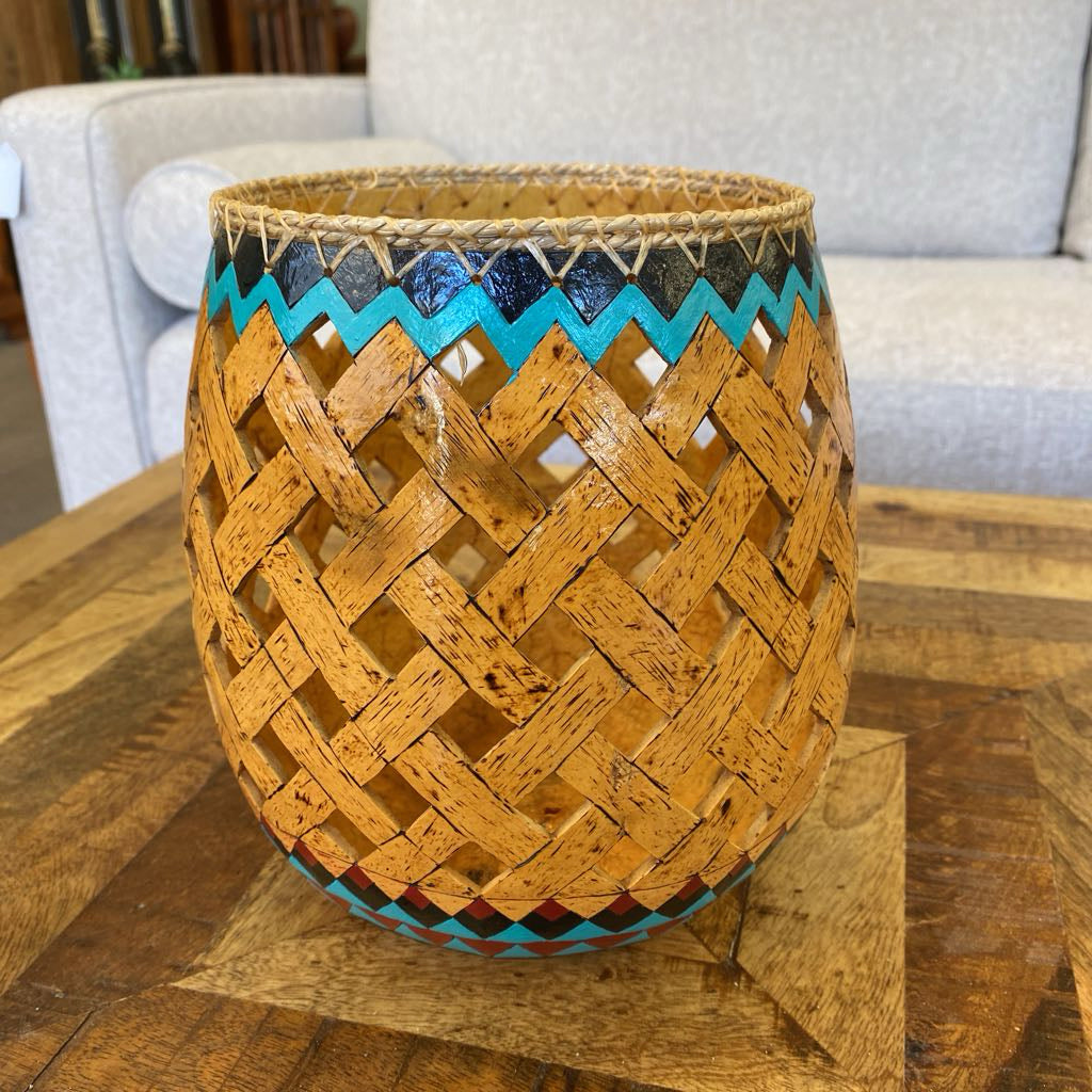 Signed Gourd Basket Art Large