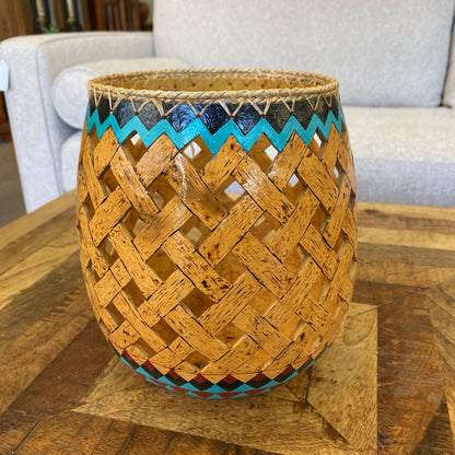 Signed Gourd Basket Art Large