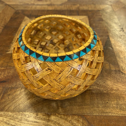 Signed Gourd Basket Art Small