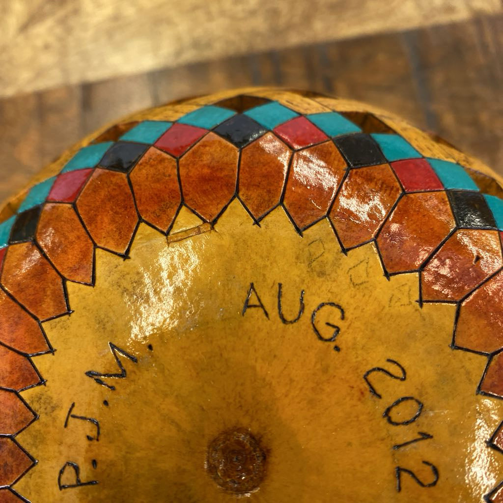 Signed Gourd Basket Art Small