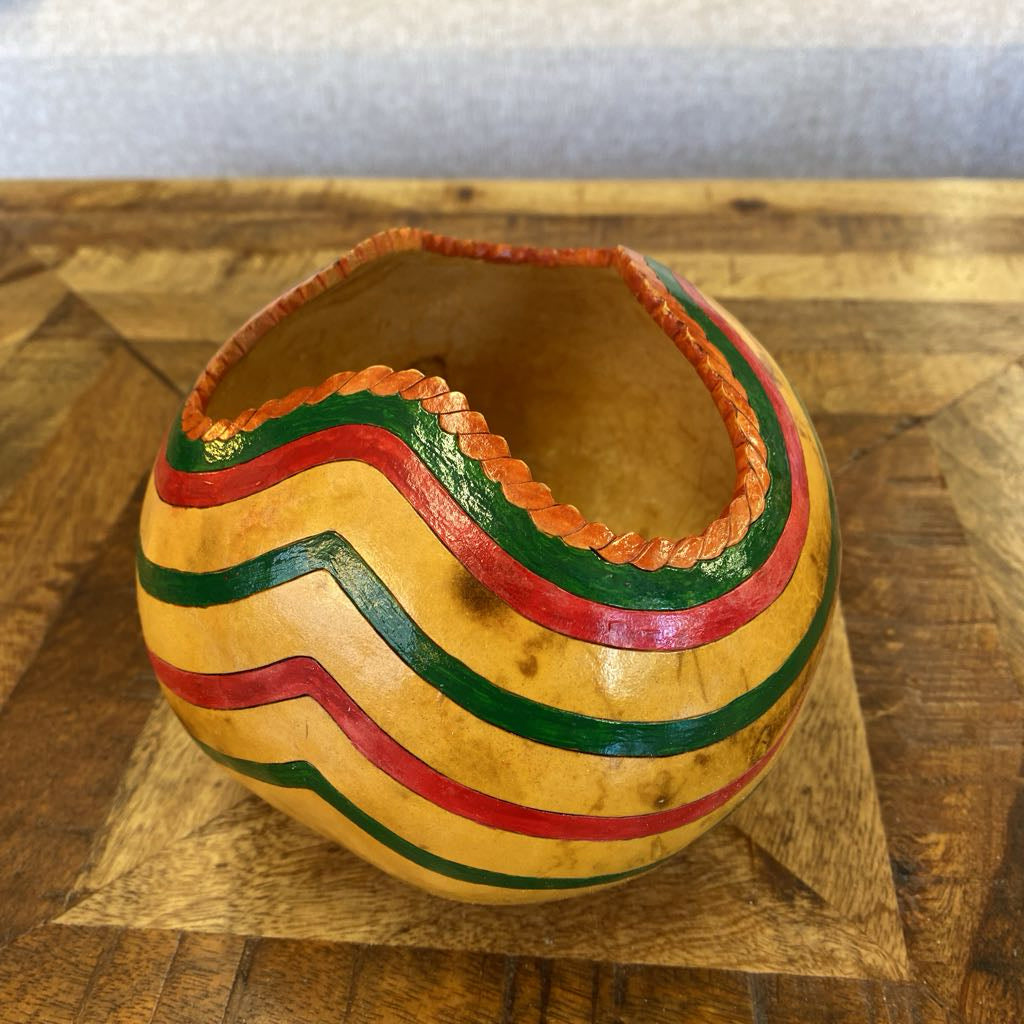 Signed Gourd Colorful Stripe Bowl