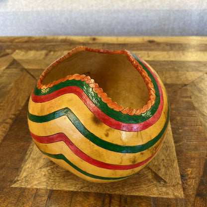 Signed Gourd Colorful Stripe Bowl