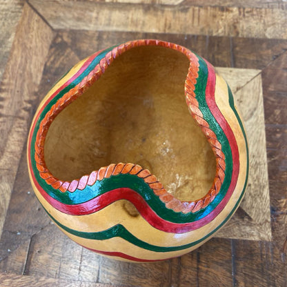 Signed Gourd Colorful Stripe Bowl
