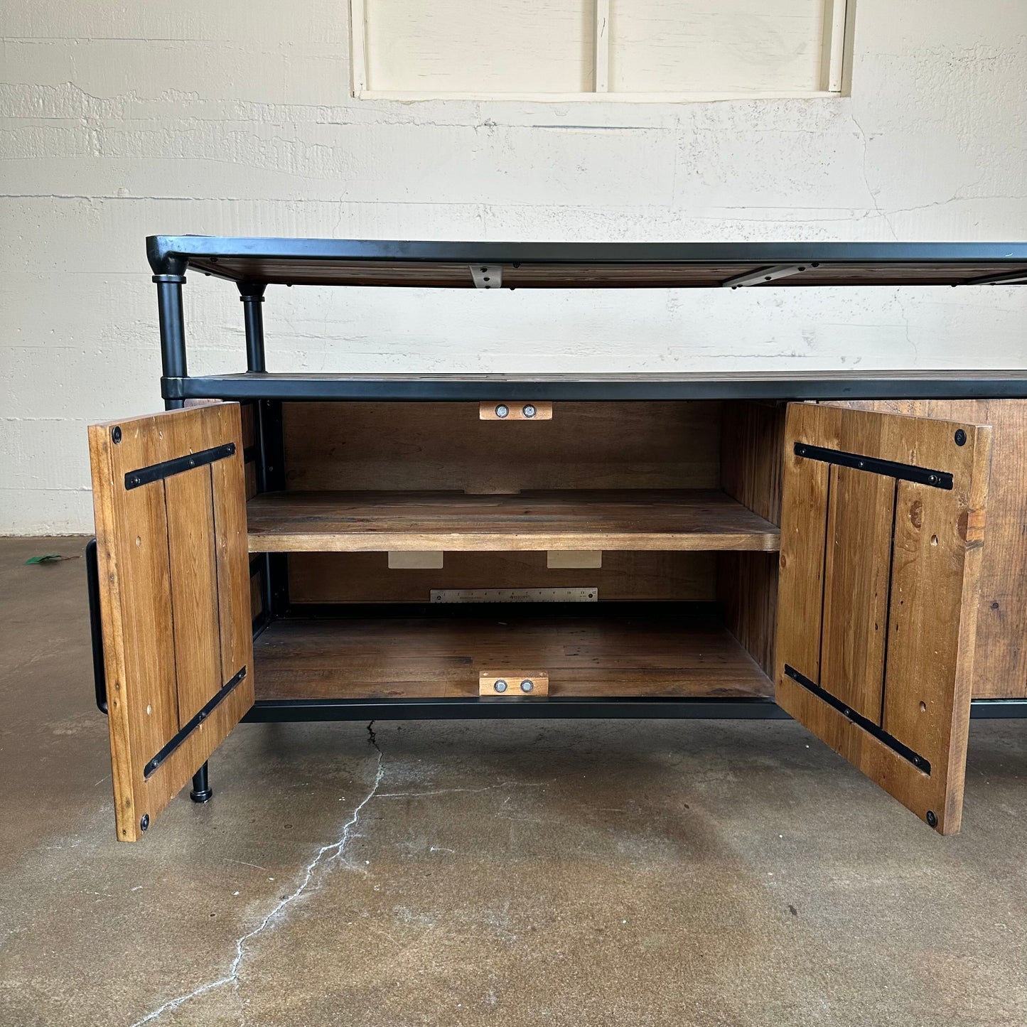 Rustic 4 Door Pottery Barn Media Stand
