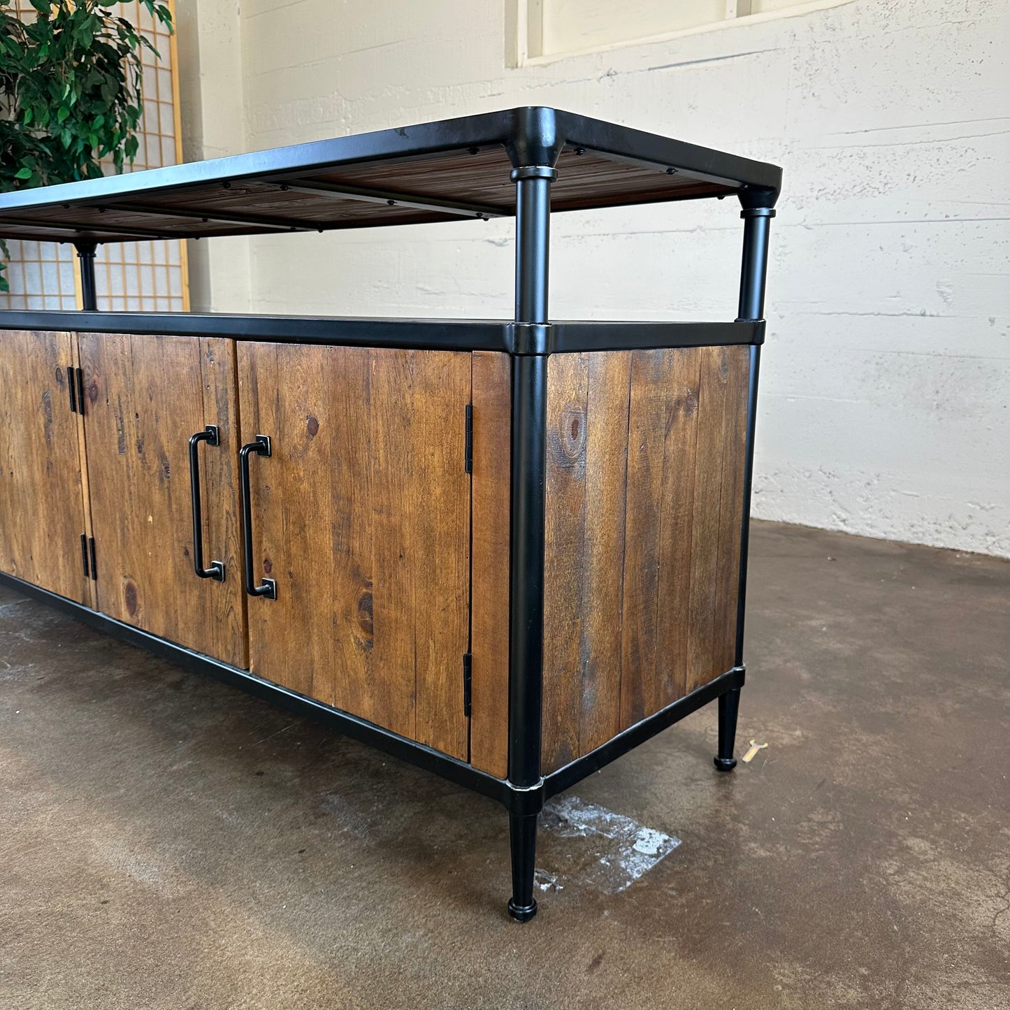 Rustic 4 Door Pottery Barn Media Stand