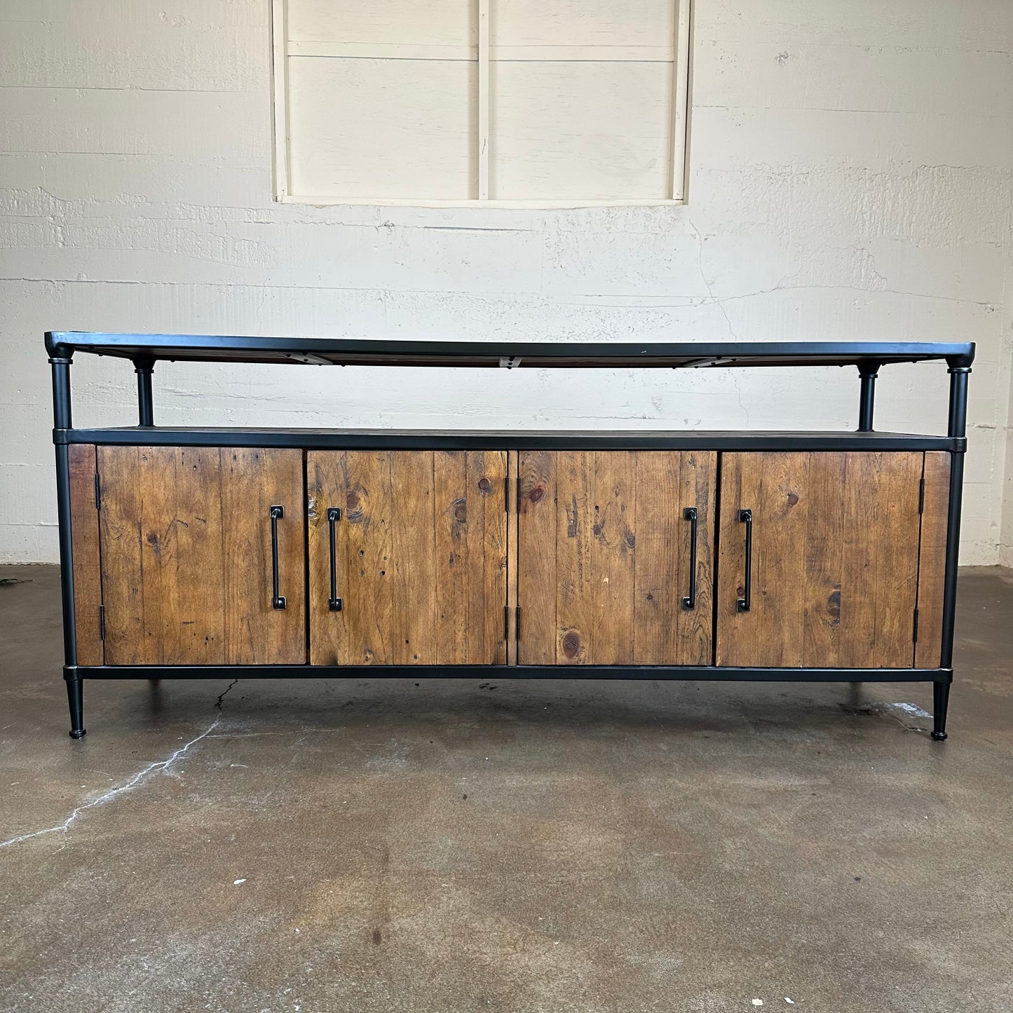 Rustic 4 Door Pottery Barn Media Stand