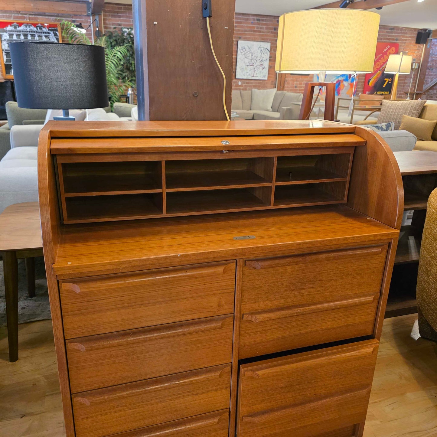 MCM Teak RollTop Desk