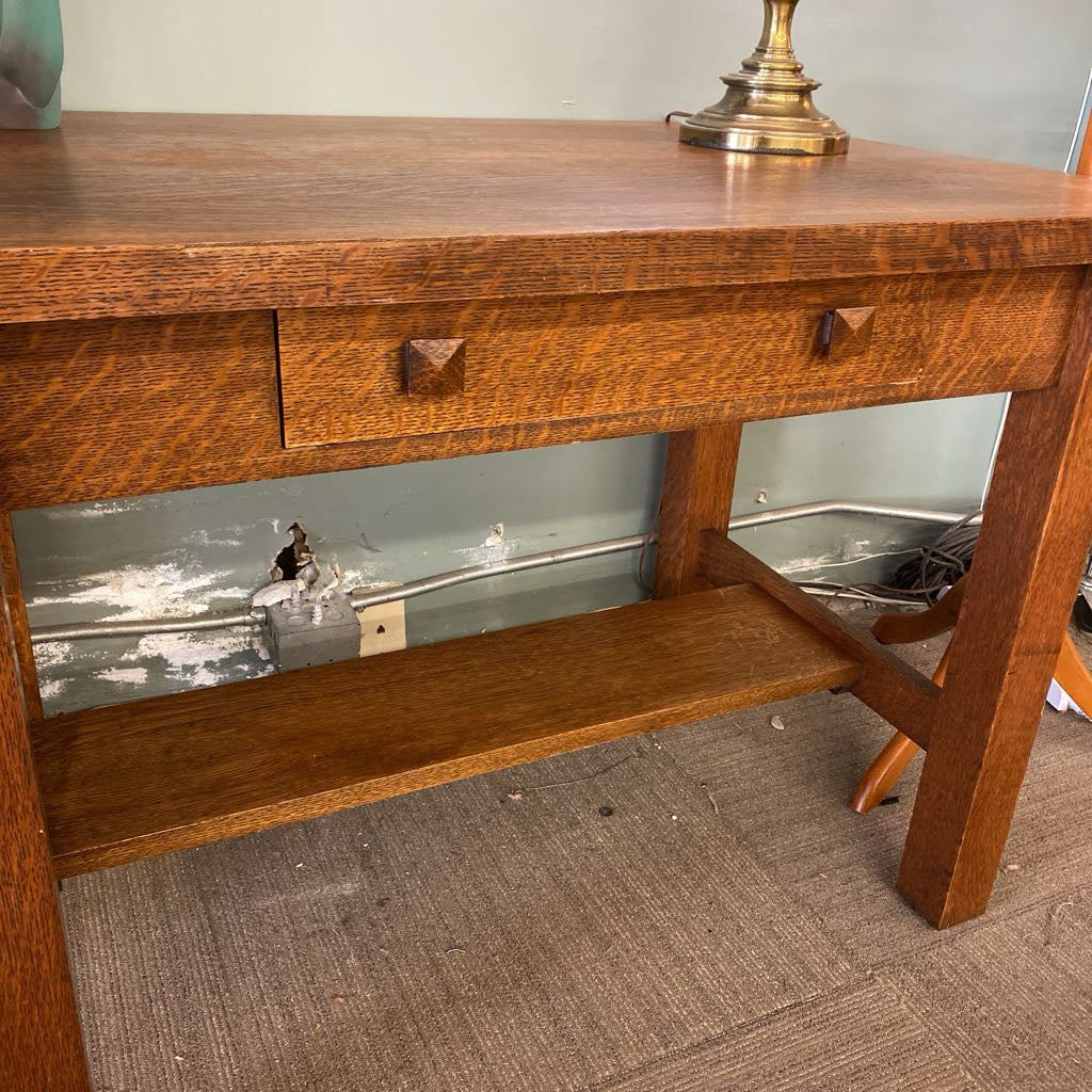 Quarter Oak Mission Style Library Table