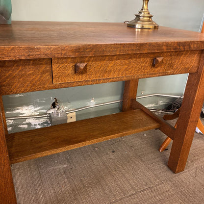 Quarter Oak Mission Style Library Table