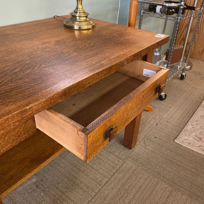Quarter Oak Mission Style Library Table