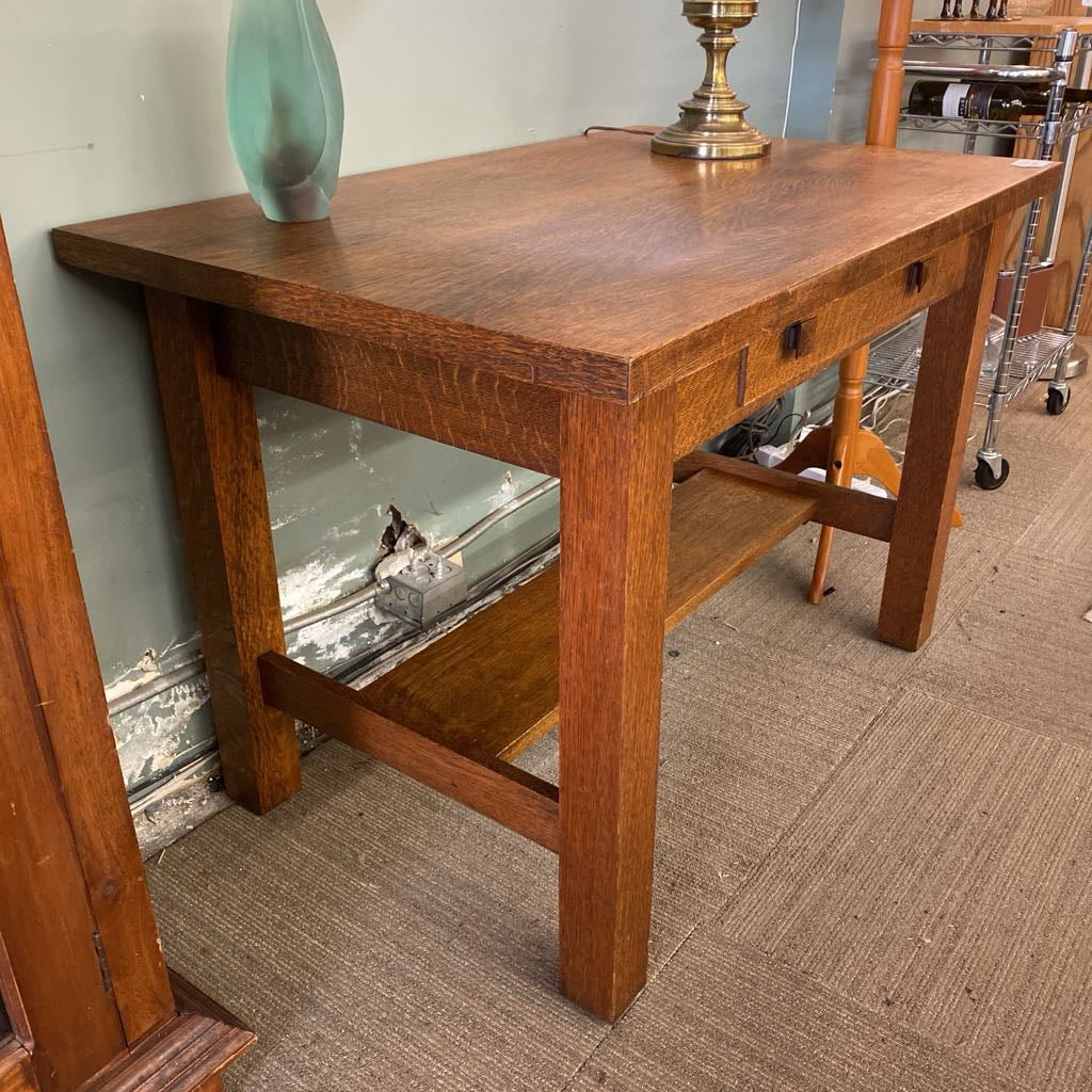 Quarter Oak Mission Style Library Table