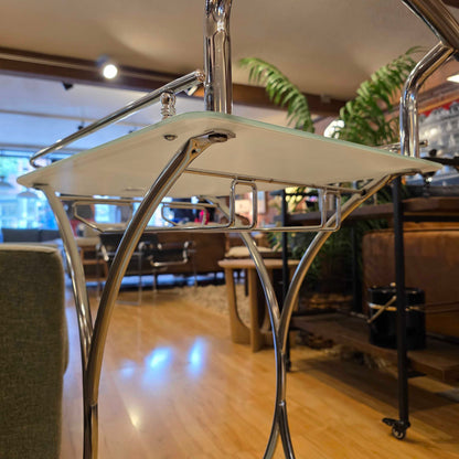 Two Tier Chrome White Glass Bart Cart