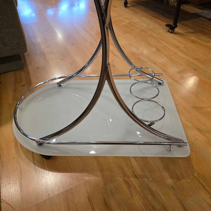 Two Tier Chrome White Glass Bart Cart