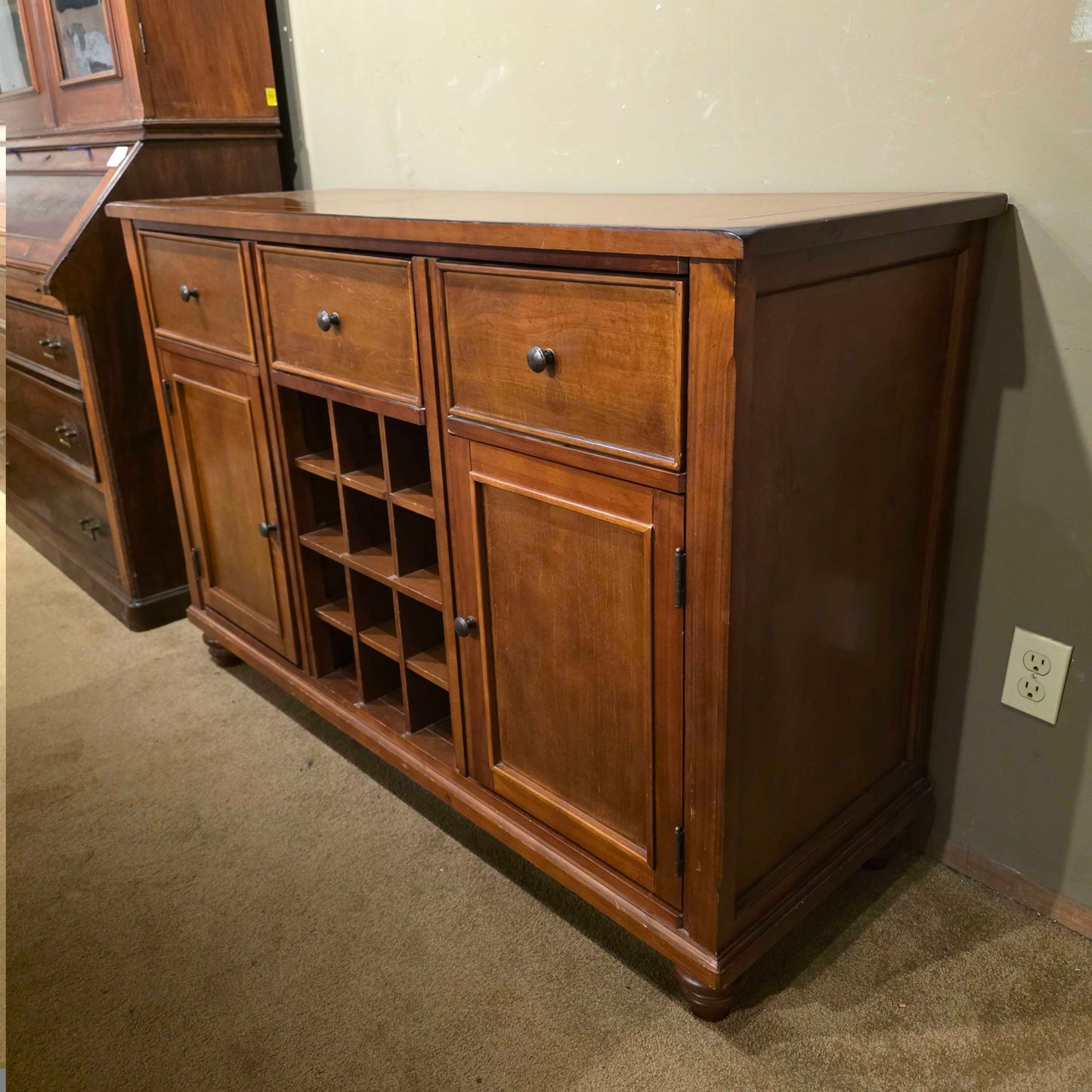 3 Drawer 2 Door Buffet w/ Center Wine Cubby