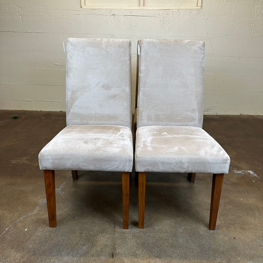 Set Of 4 Beige Upholstered Dining Chairs