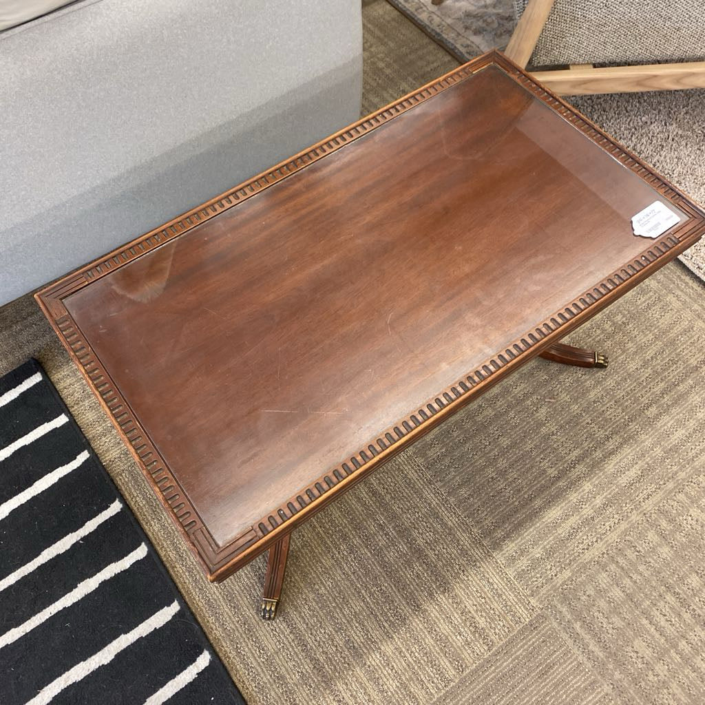 Brass Clawfoot Coffee Table w/Glass C COFFEE TABLES