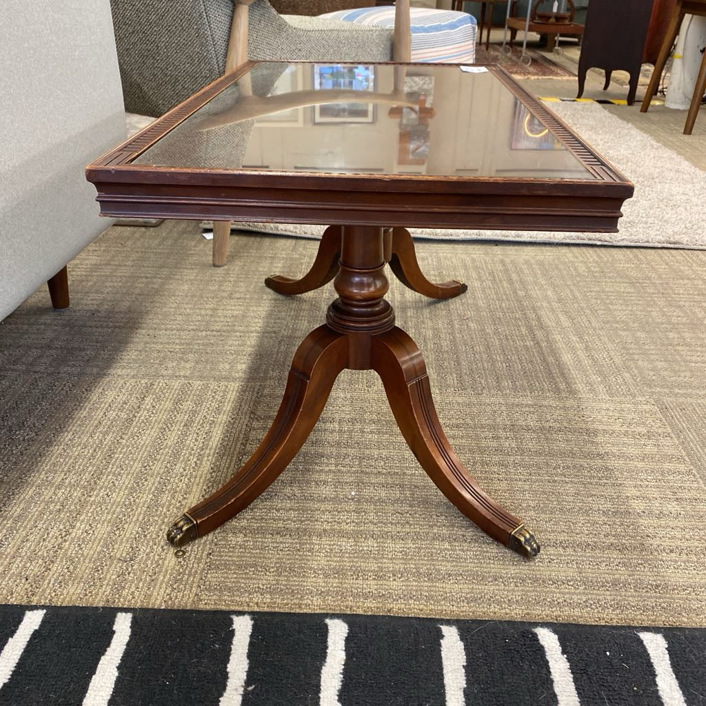 Brass Clawfoot Coffee Table w/Glass C COFFEE TABLES