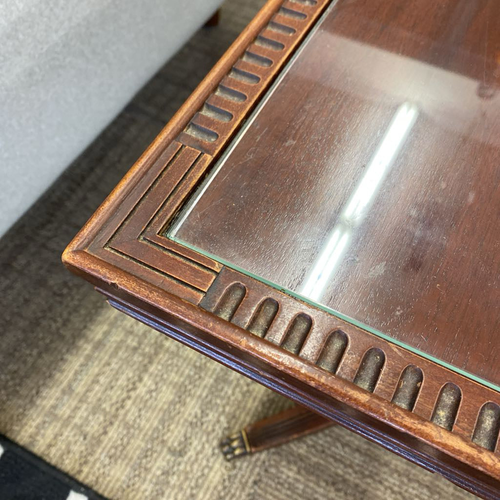 Brass Clawfoot Coffee Table w/Glass C COFFEE TABLES
