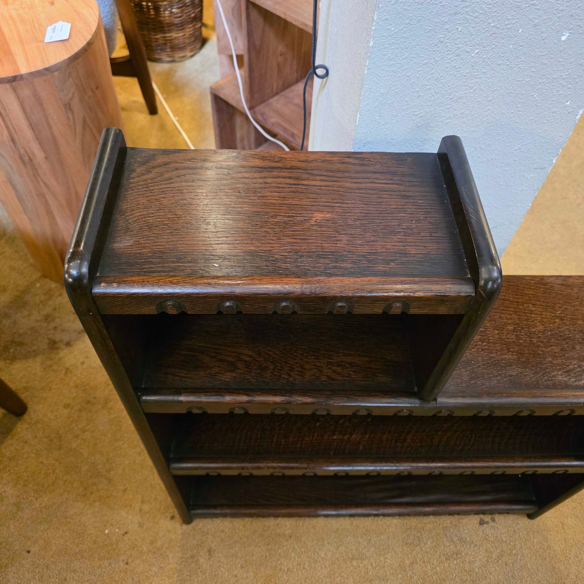 Dark Wood Arts & Crafts 2 Tier Small Bookcase C BOOKSHELVES