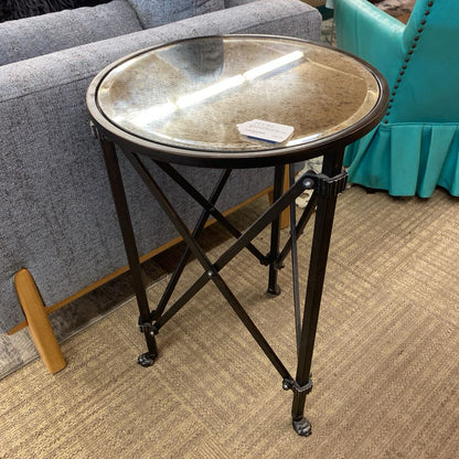 BALLARD DESIGN OLIVIA Mirrored Top Clawfoot Side Table