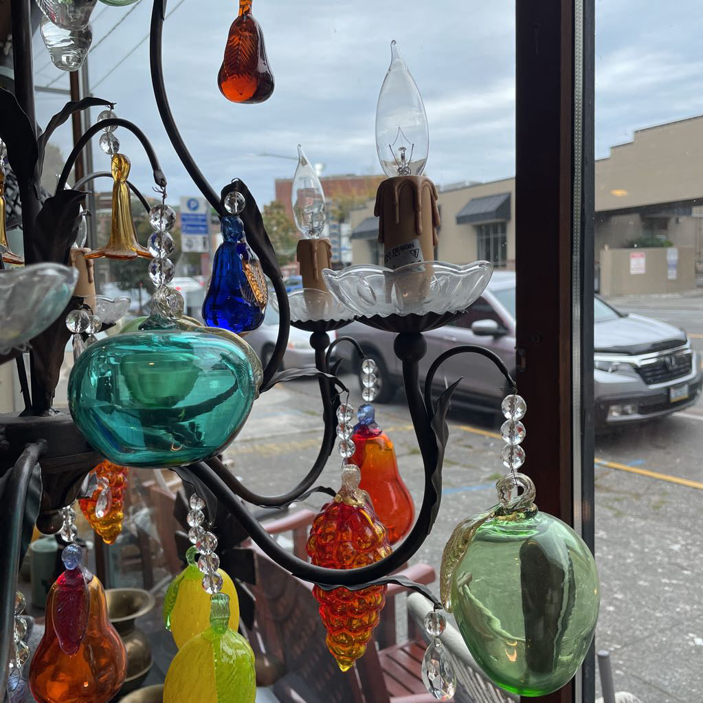 TRADICI Italian Iron Chandelier w/ MURANO Glass Fruits