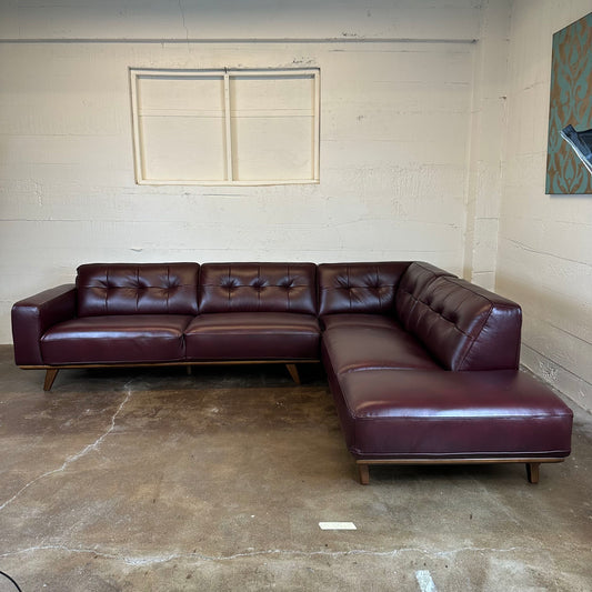 Odense Red Leather RAF Chaise Sectional U SECTIONALS RAF