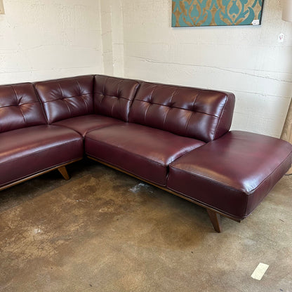 Odense Red Leather RAF Chaise Sectional U SECTIONALS RAF