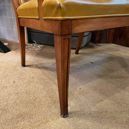 Burnt Lemon Leather Stow & David Carved Wood Armchair