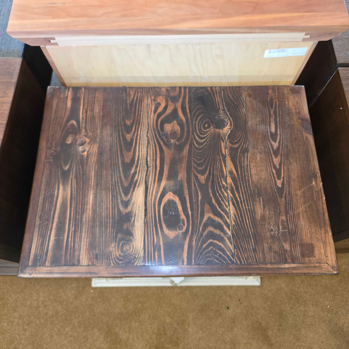 Painted White Wooden Nightstand w/ Golden Hardware