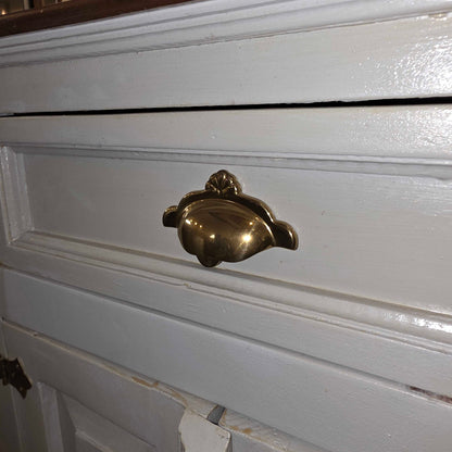 Painted White Wooden Nightstand w/ Golden Hardware