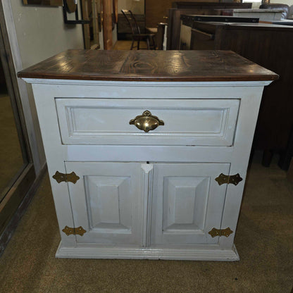 Painted White Wooden Nightstand w/ Golden Hardware
