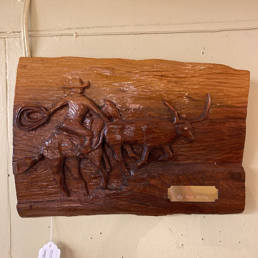 RENEGADE by DALE BAILEY Carved Cow Rustler Wood Plank