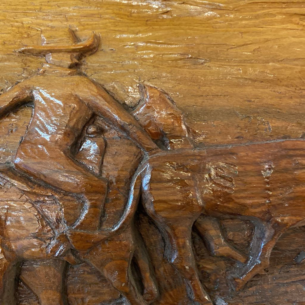 RENEGADE by DALE BAILEY Carved Cow Rustler Wood Plank ART