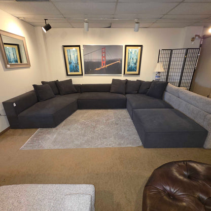 Dark Gray "U" Shaped Modular Sectional with Ottoman U SECTIONALS CORNER