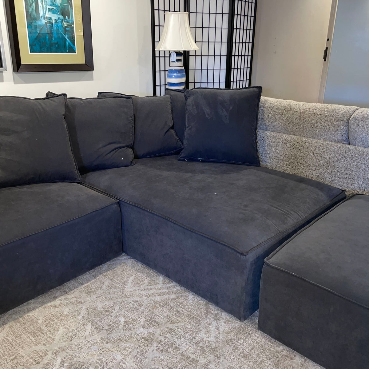 Dark Gray "U" Shaped Modular Sectional with Ottoman U SECTIONALS CORNER