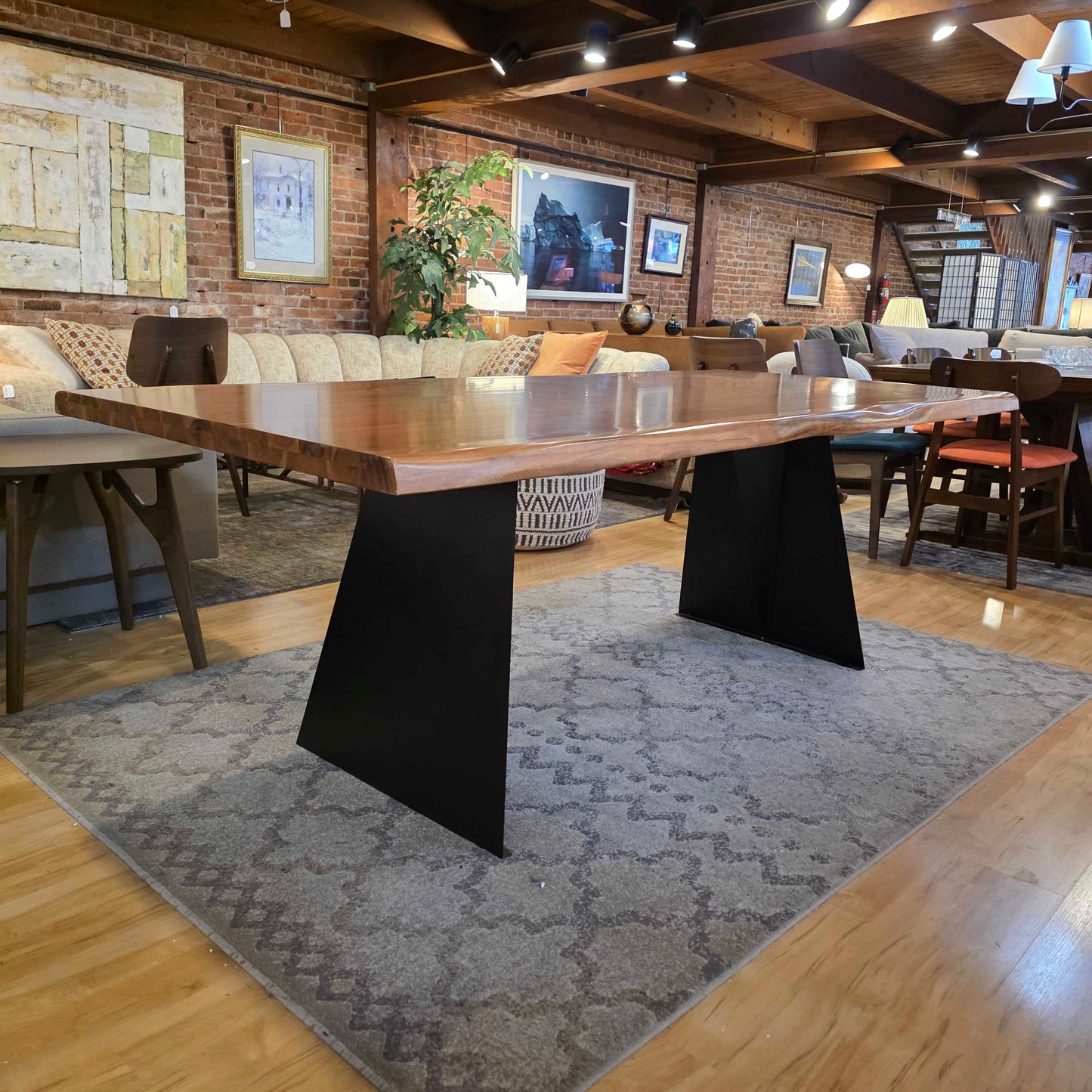 Live Edge Black Base Dining Table
