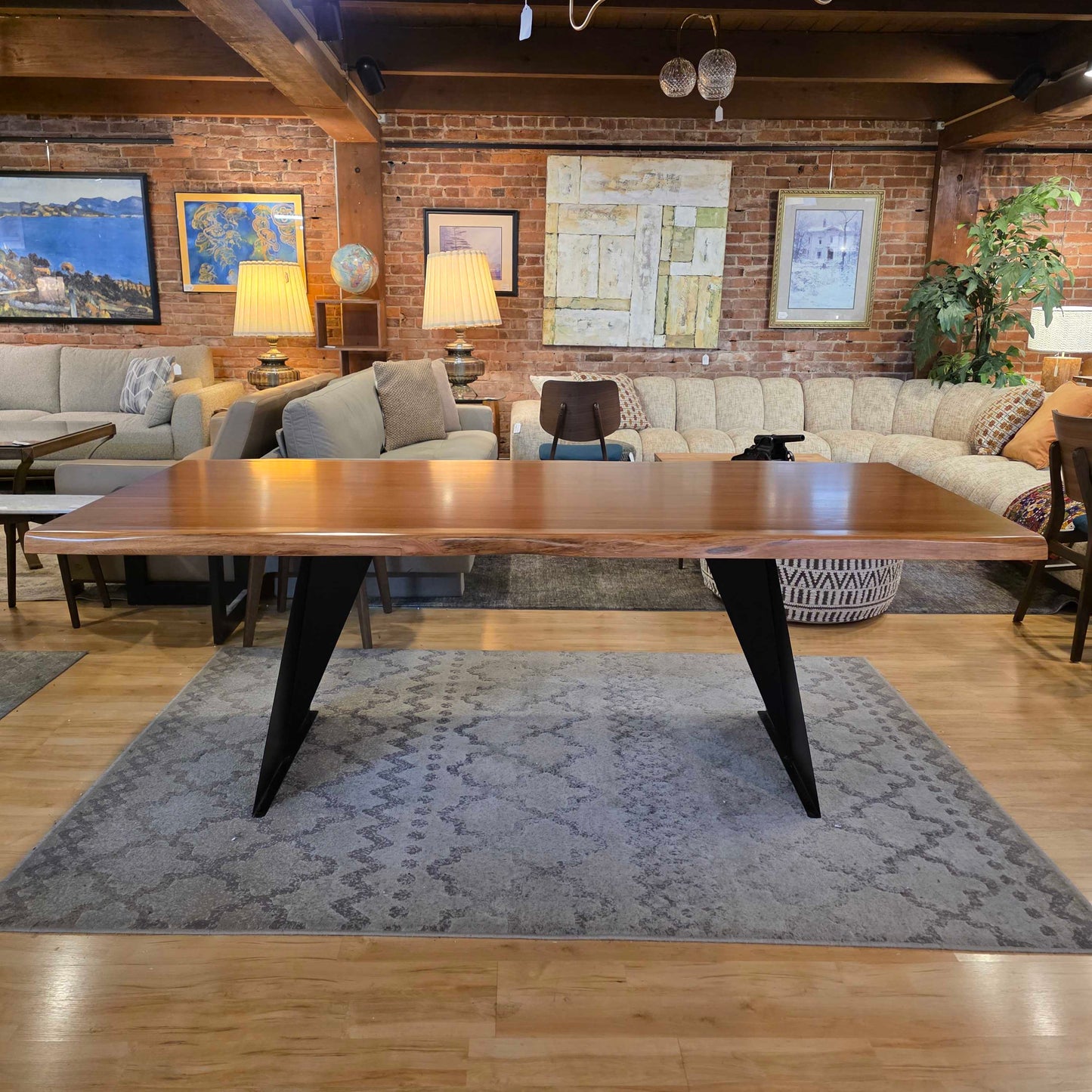 Live Edge Black Base Dining Table