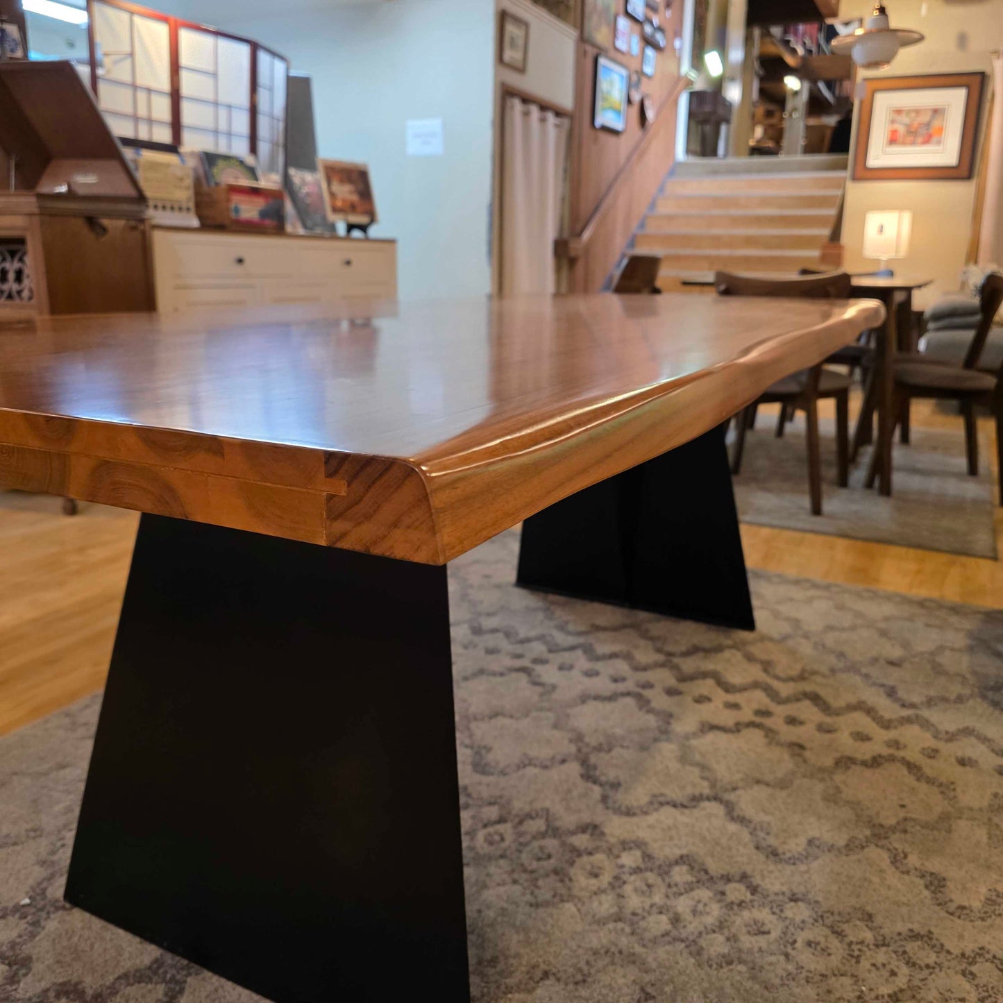 Live Edge Black Base Dining Table