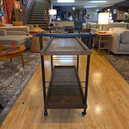Modern Industrial Wide Bar Cart
