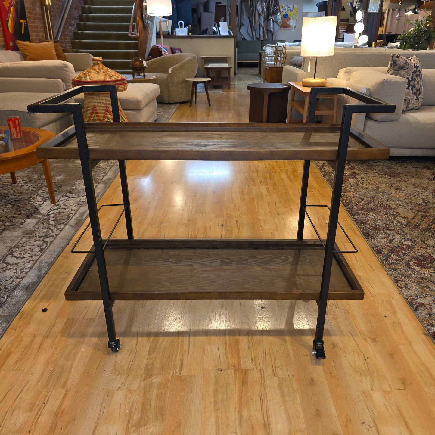 Modern Industrial Wide Bar Cart