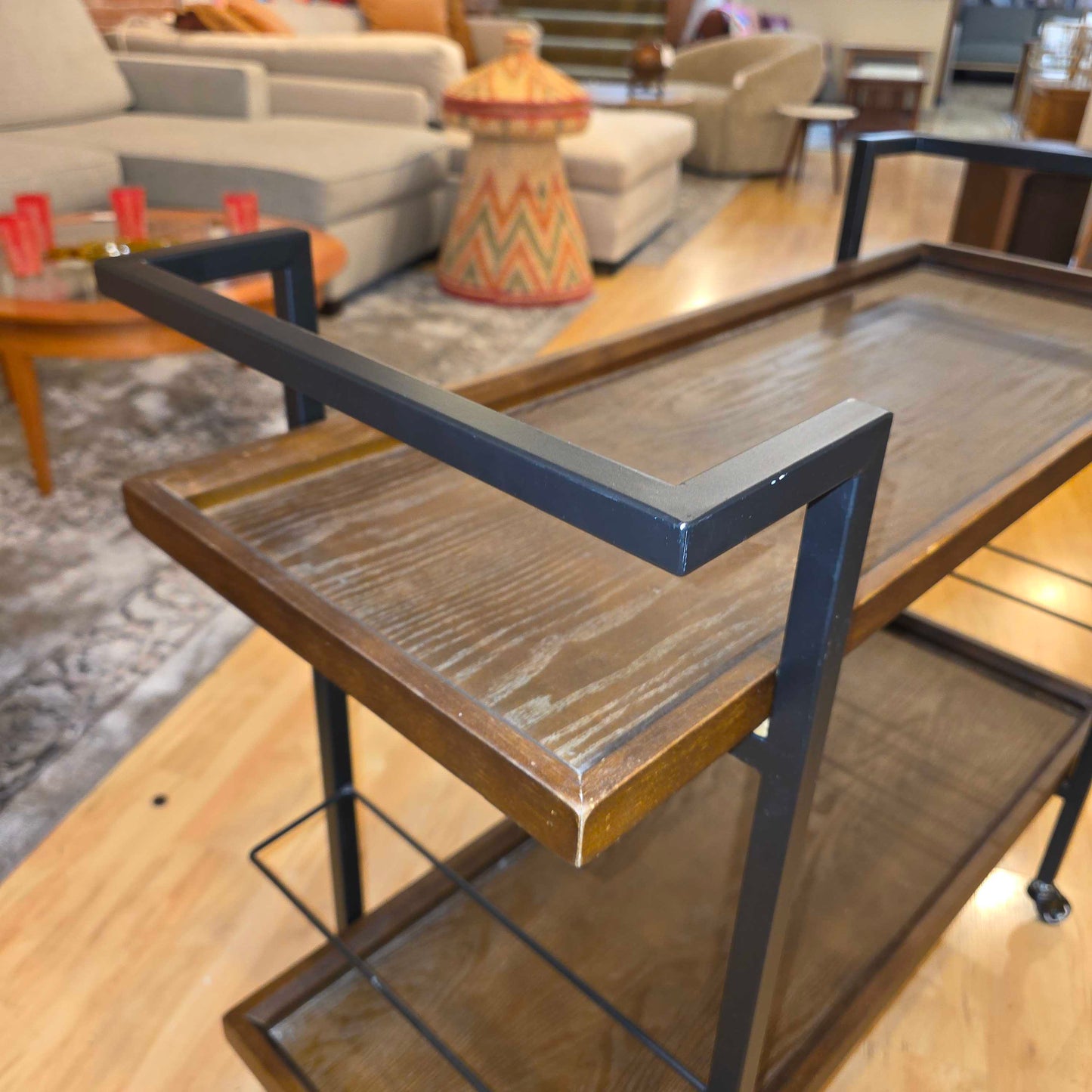 Modern Industrial Wide Bar Cart