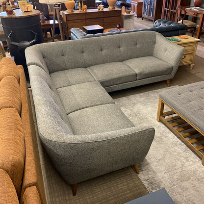 Grey Tweedish Bucket Corner Sectional (AS IS)