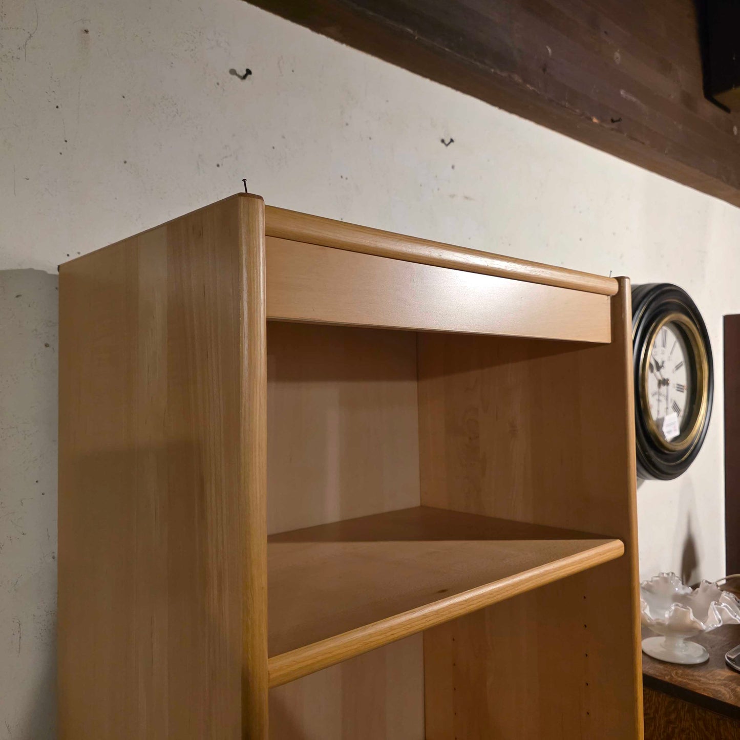 Blonde Wood Narrow Five Shelf Bookcase