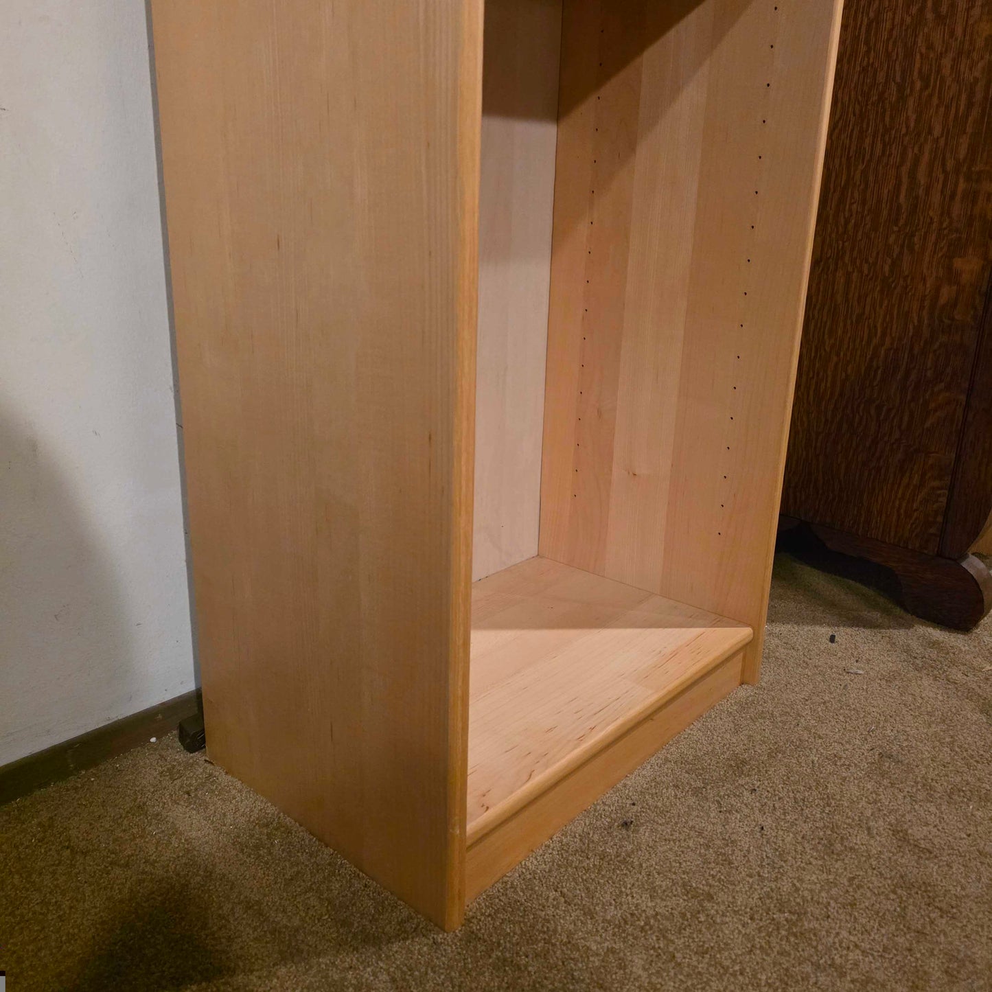 Blonde Wood Narrow Five Shelf Bookcase