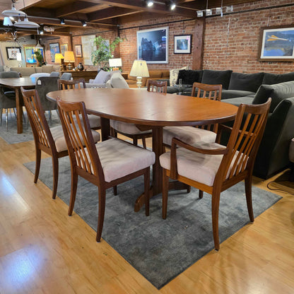 AS IS GPlan Teak Oval Whale Tail Dining Table and set of 6 Gplan Dining Chairs
