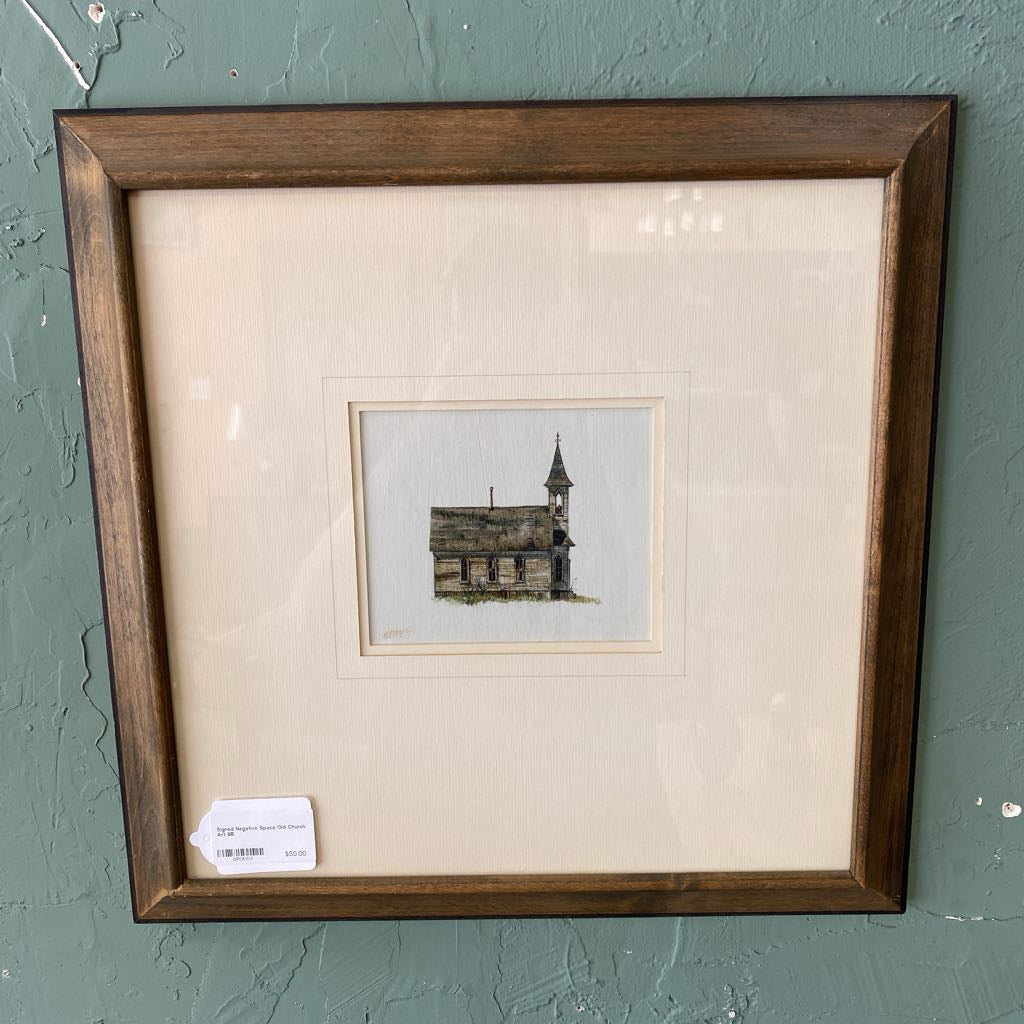 Signed Negative Space Old Church Art