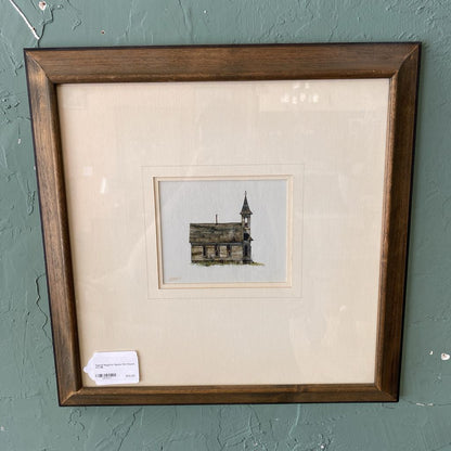 Signed Negative Space Old Church Art