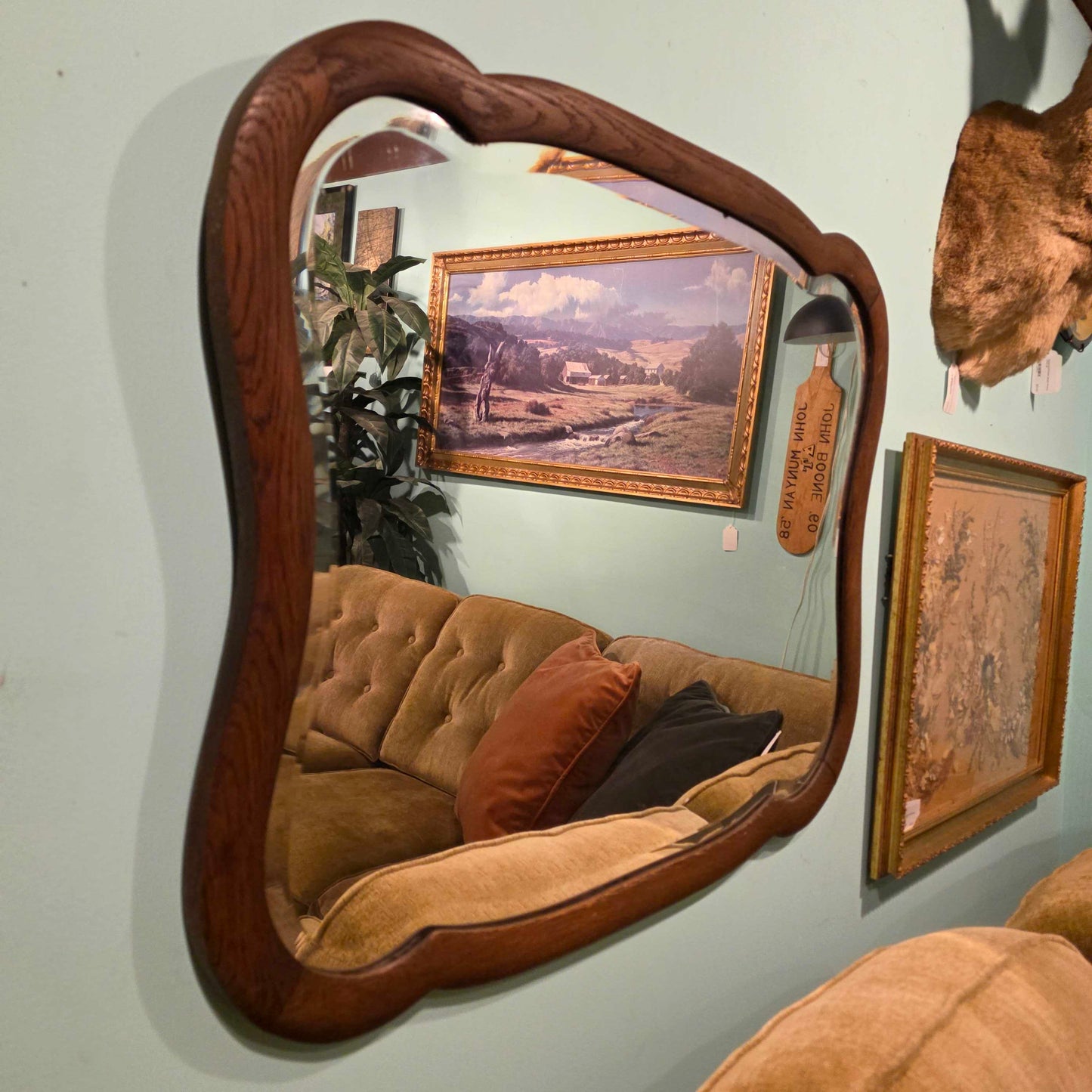 Dark Oak Rounded Edges Wall Mirror