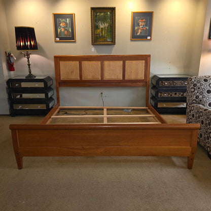 Cherry Two-Tone Wood King Bed Frame
