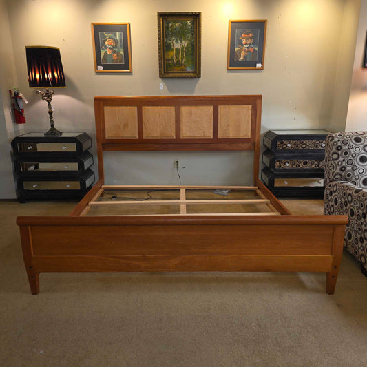 Cherry Two-Tone Wood King Bed Frame